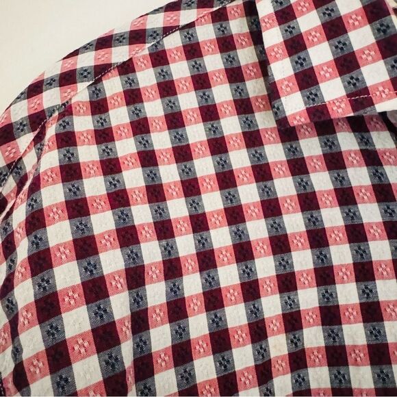 Billy Reid Red/Black Gingham Button Down Shirt Size Large - Picture 3 of 5
